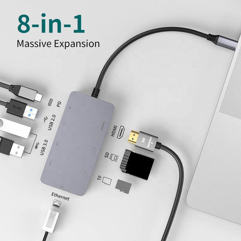 USB-C multiport adapter with SD and TF card reader