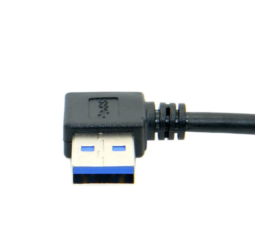 USB-A 3.0 Right Angled Male to Straight Male Data Cable 0.5m