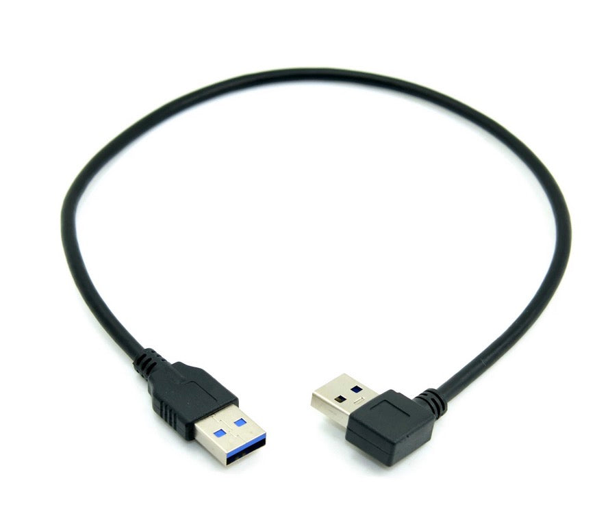 USB-A 3.0 Right Angled Male to Straight Male Data Cable 0.5m