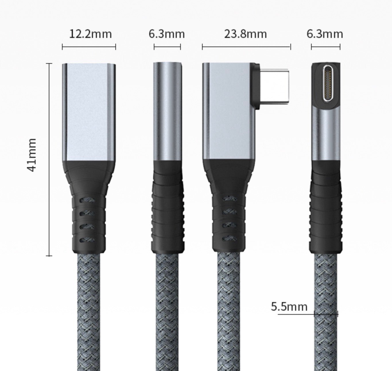 USB 4 Thunderbolt 4 angled male to female extension cable