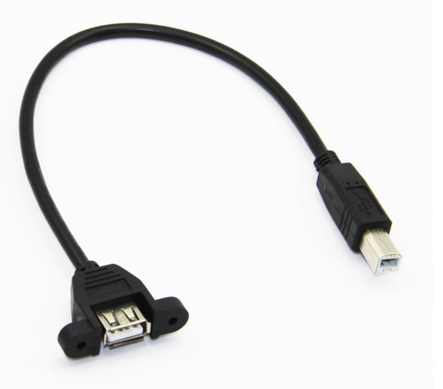 USB-B 2.0 Male to USB-A 2.0 Female Panel Mount Extension Cable