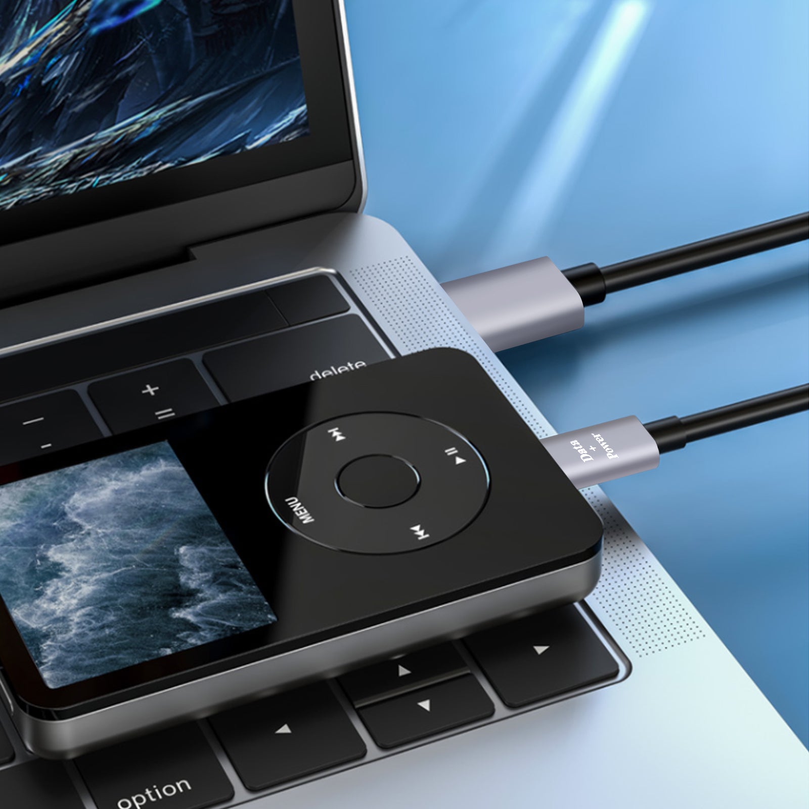 USB 2.0 Mini-B splitter cable close up