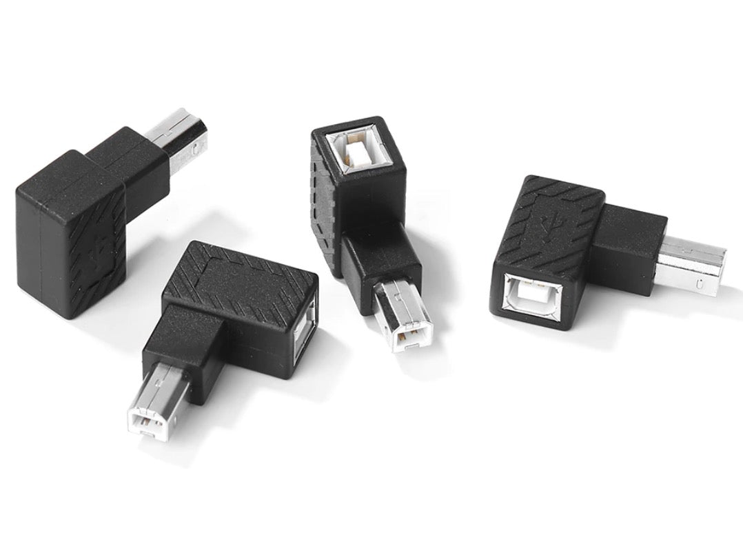USB 2.0 Type B male to female angled adapter