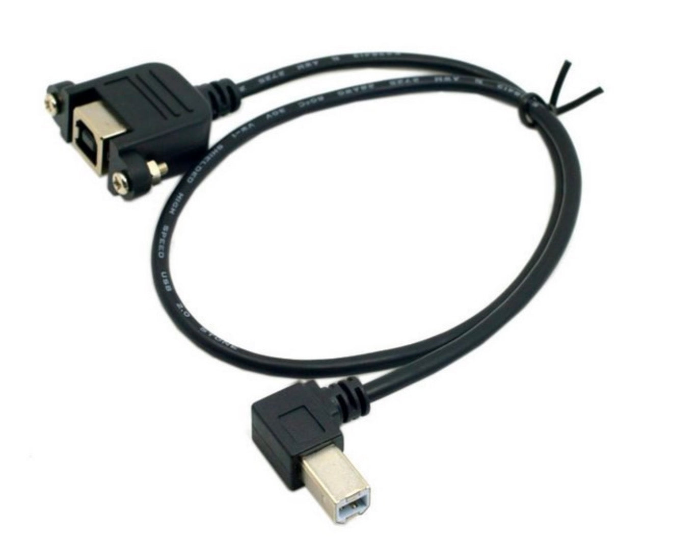 USB 2.0 Type B panel mount cable for printers scanners and industrial enclosures 0.5m