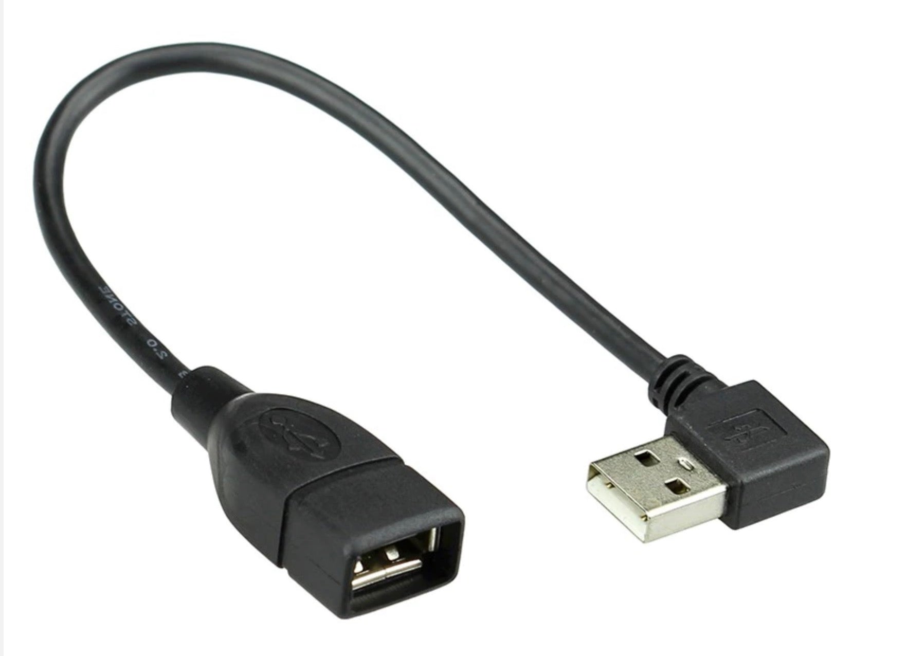 USB 2.0 right angle Type-A male to Type-A female short extension cable