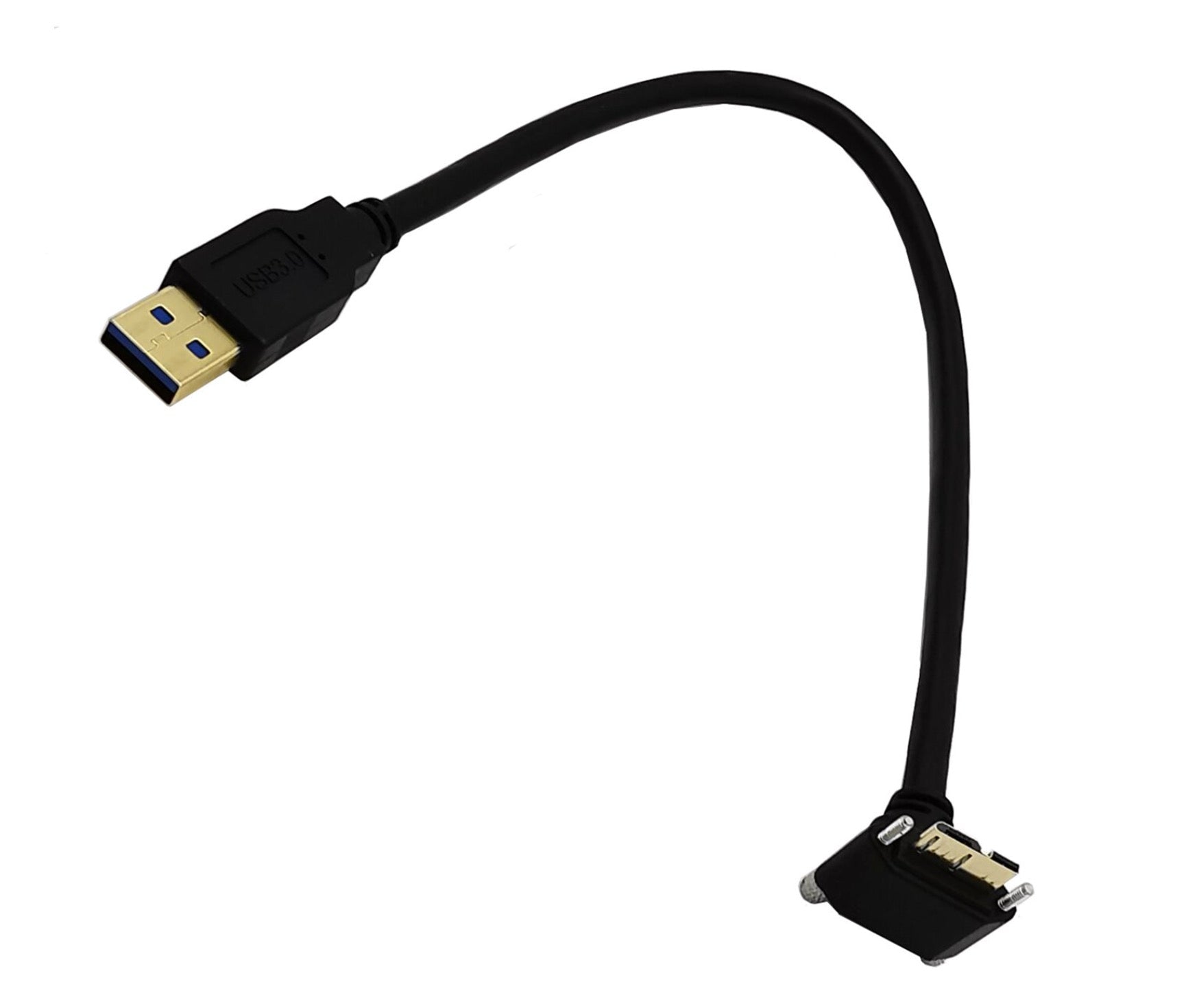 Black USB extension cable with a flexible neck on a white background