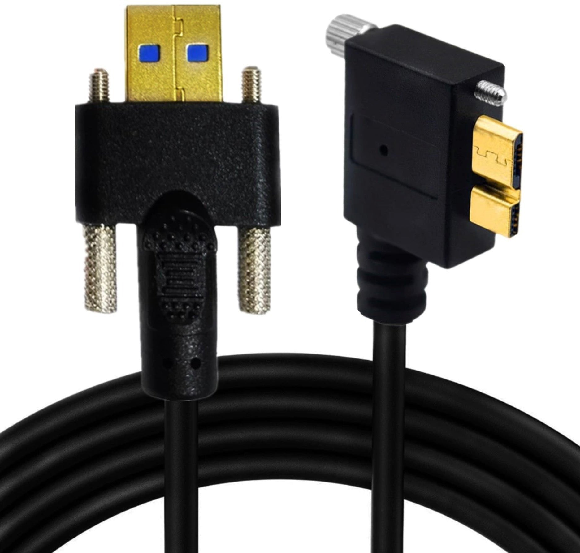 USB 3.0 Type-A to Micro-B left angle screw lock cable