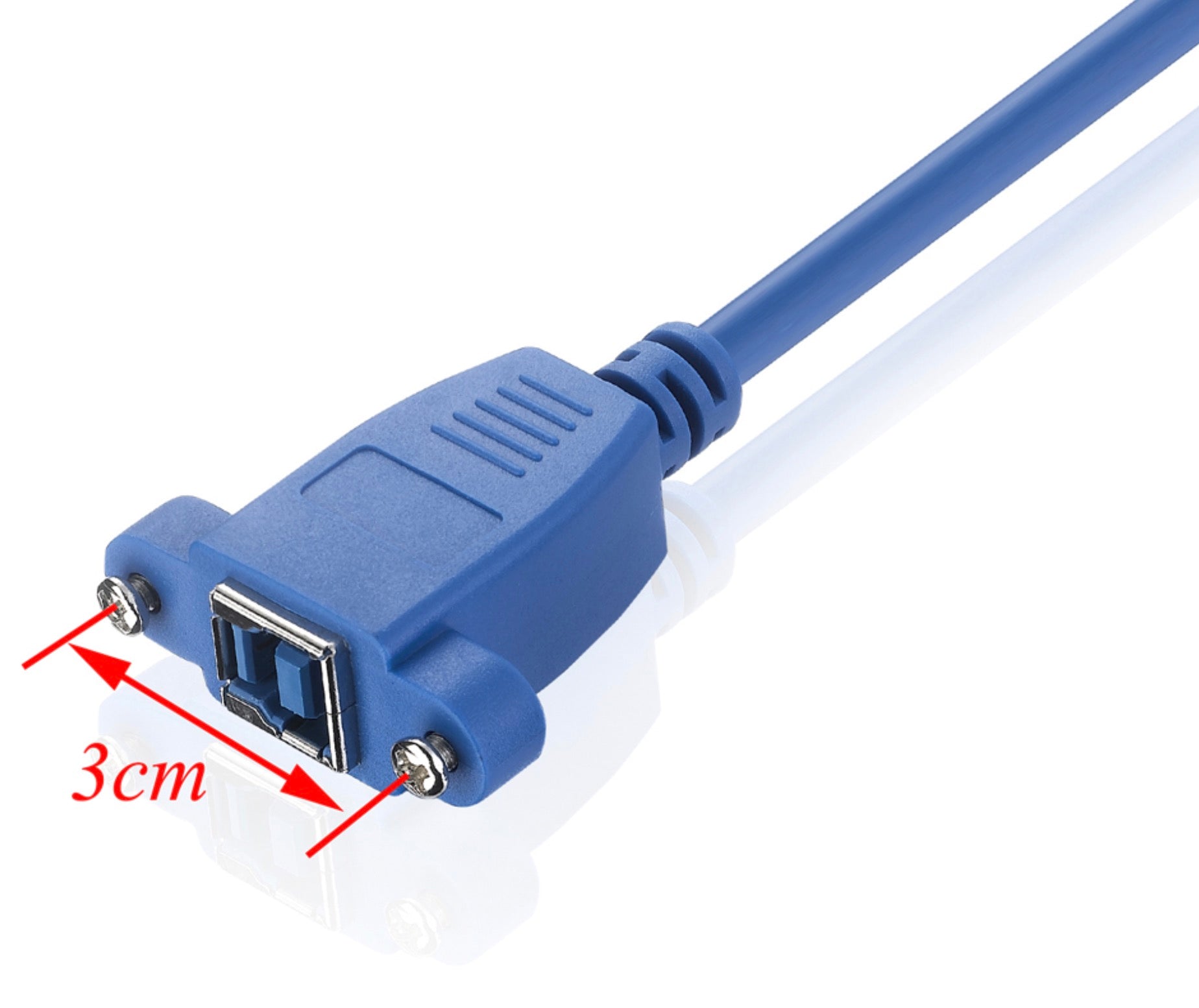 USB 3.0 Type B male to female printer extension cable with panel mount