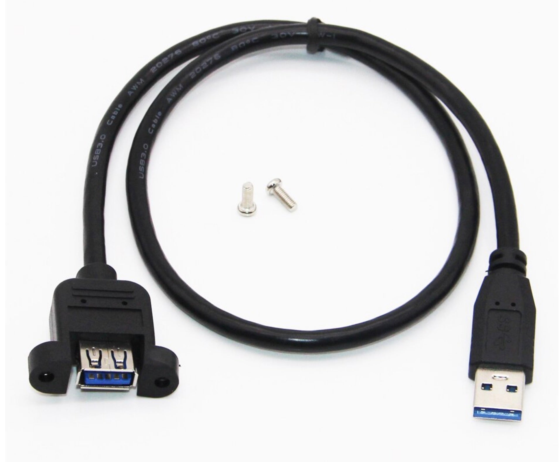 USB 3.0 panel mount Type-A female socket with 0.5m Type-A male lead