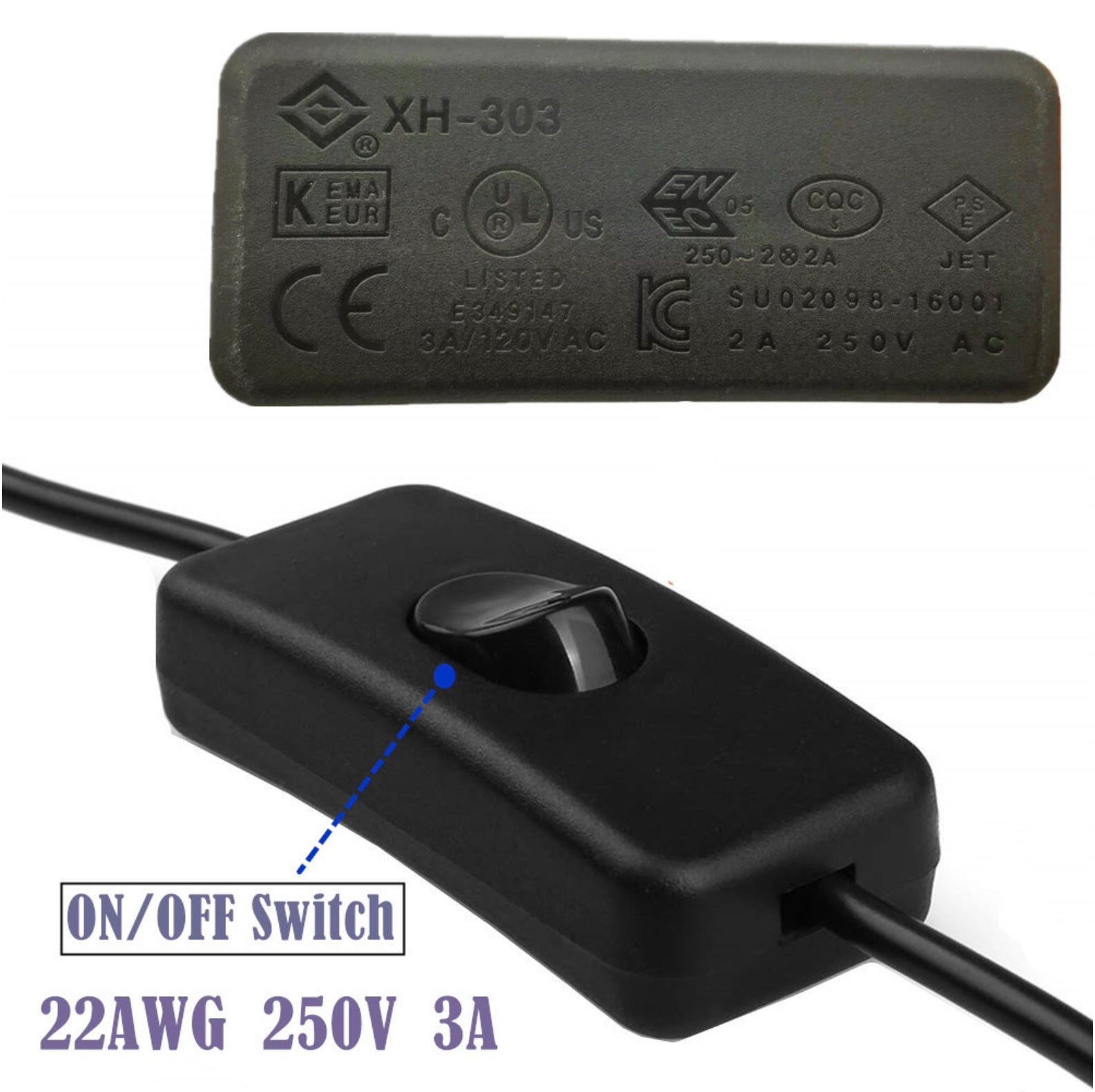 USB 3A charging extension cable with on off switch