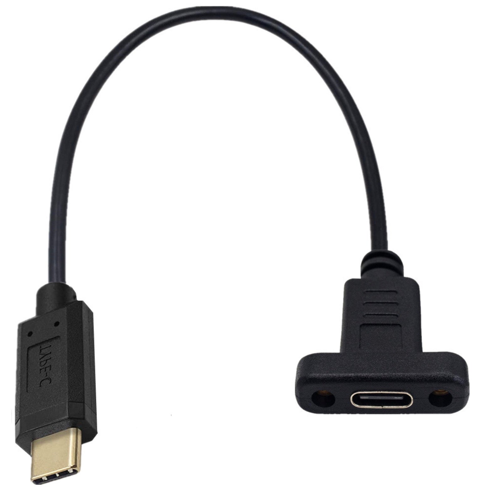 USB C male to female panel mount extension cable