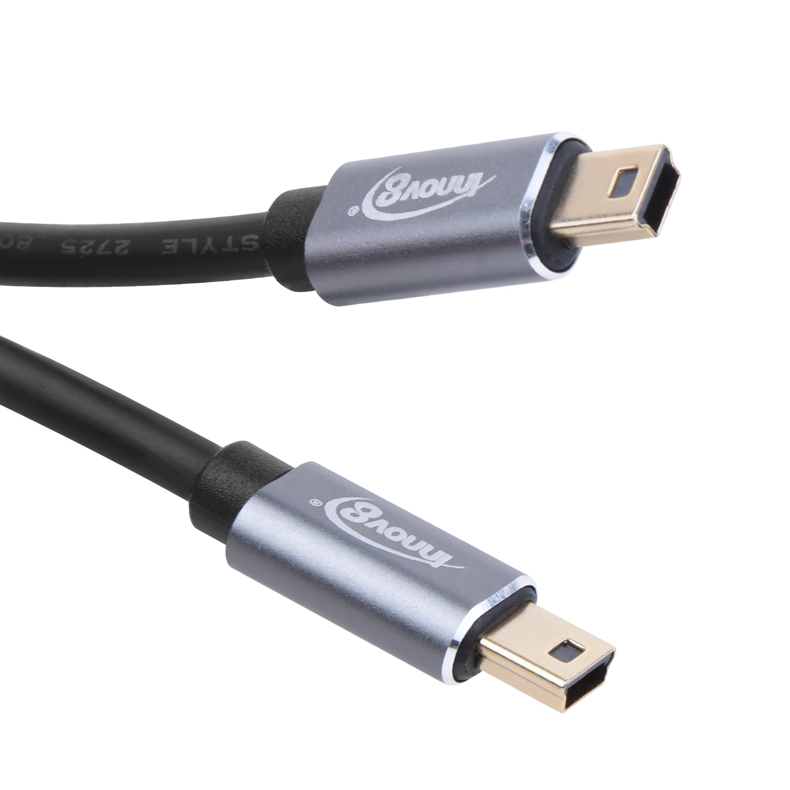 USB Mini-B 5-pin male OTG cable close up
