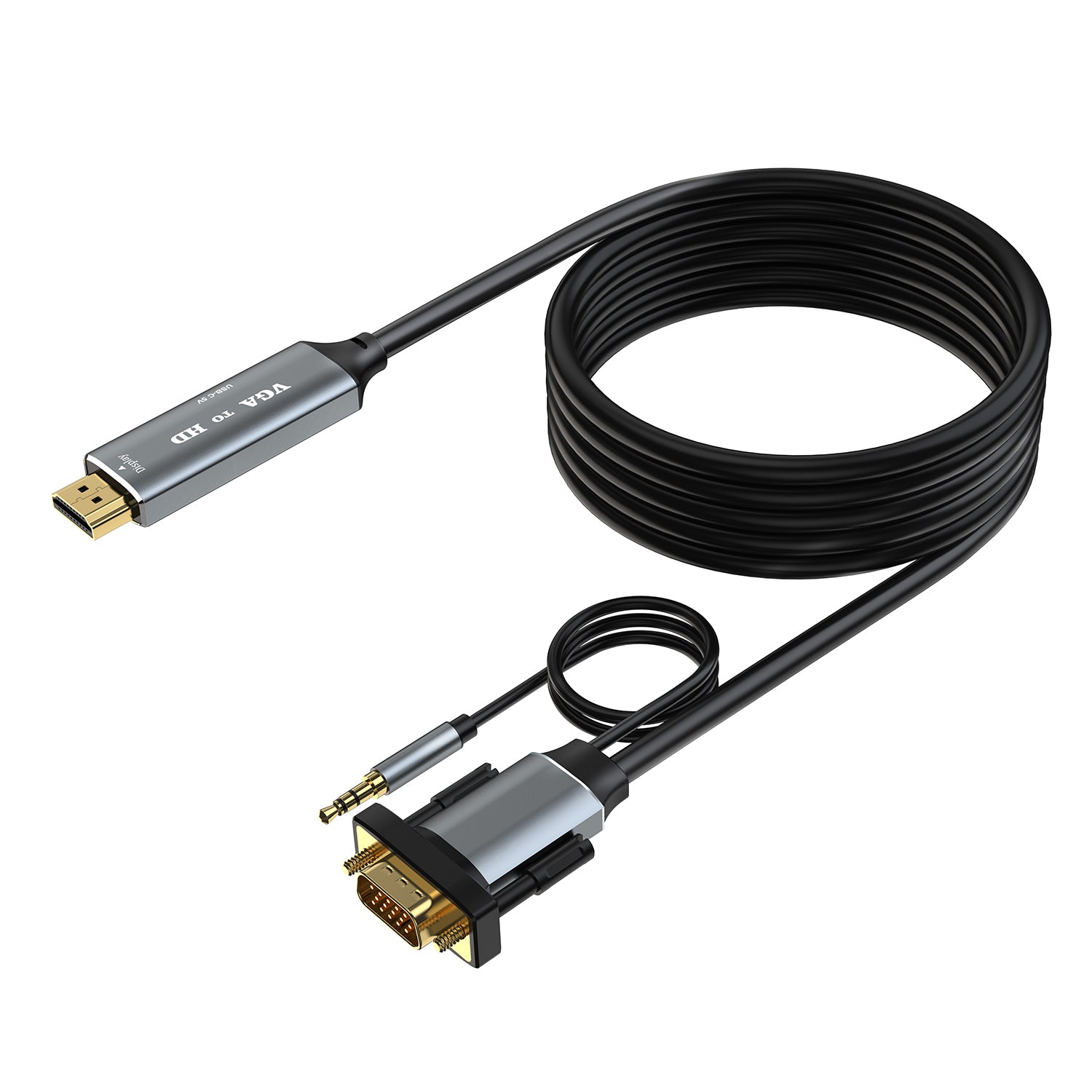 VGA to HDMI ( 3.5mm Audio & USB C Power) Cable 1.8m