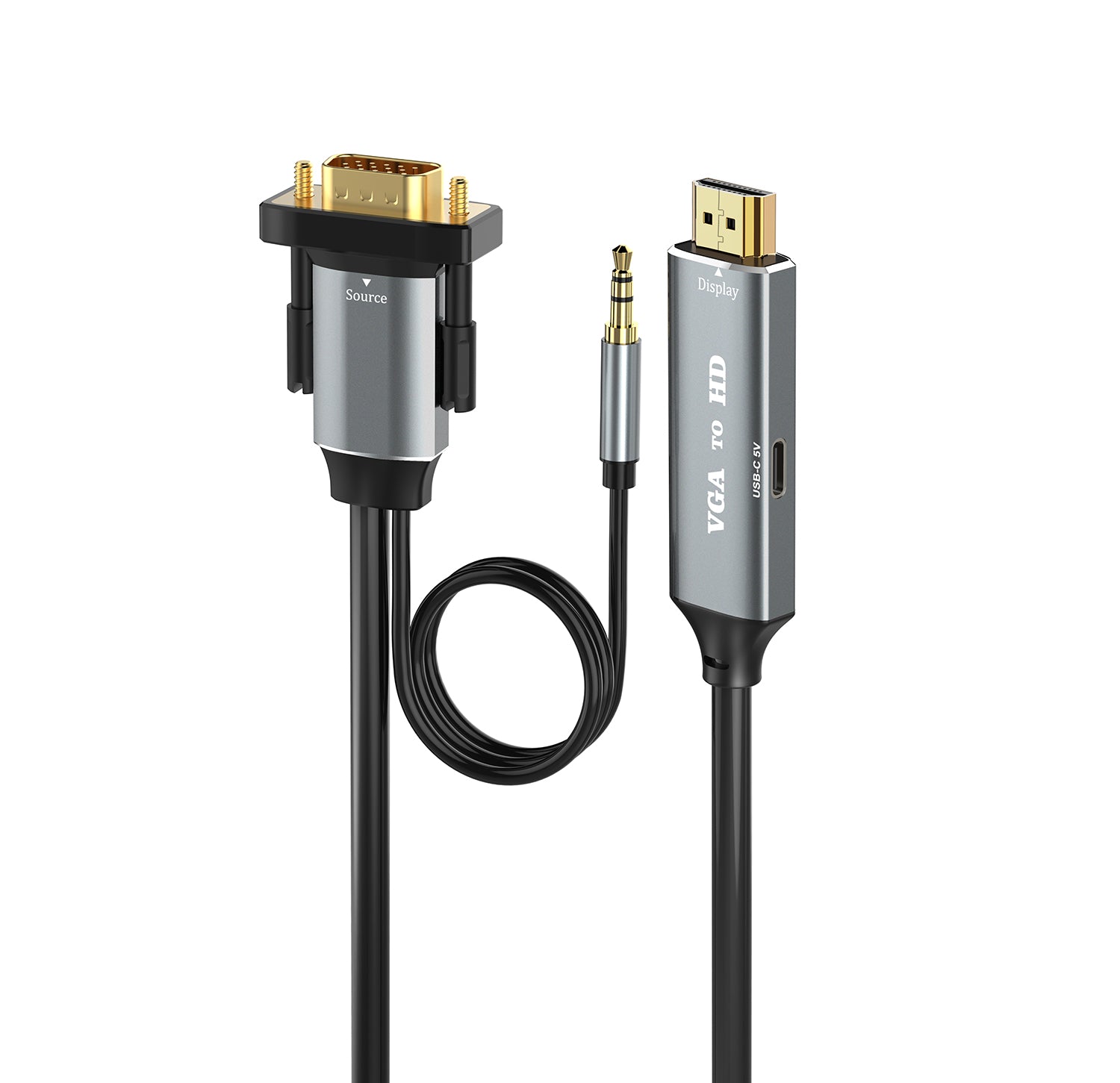 VGA to HDMI ( 3.5mm Audio & USB C Power) Cable 1.8m