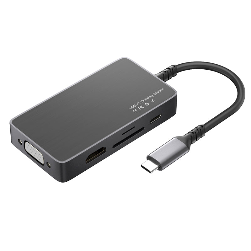8-in-1 USB-C Hub with 4K 30Hz HDMI, USB 3.0, USB 2.0, PD 100W SD/TF Card Readers and VGA Port