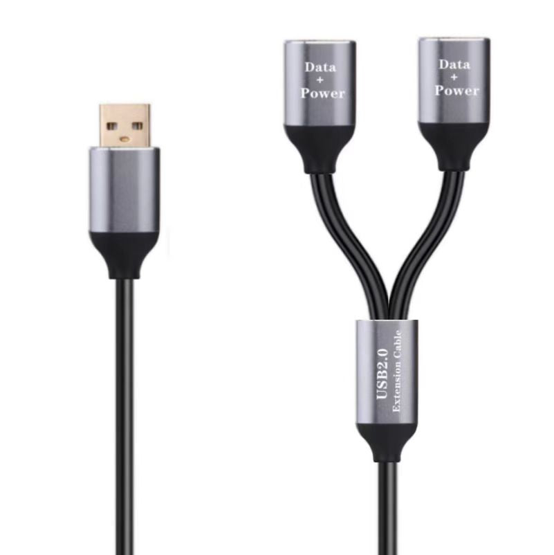 USB 2.0 A Male to 2 Female Extension Data Charging Cable Y Splitter