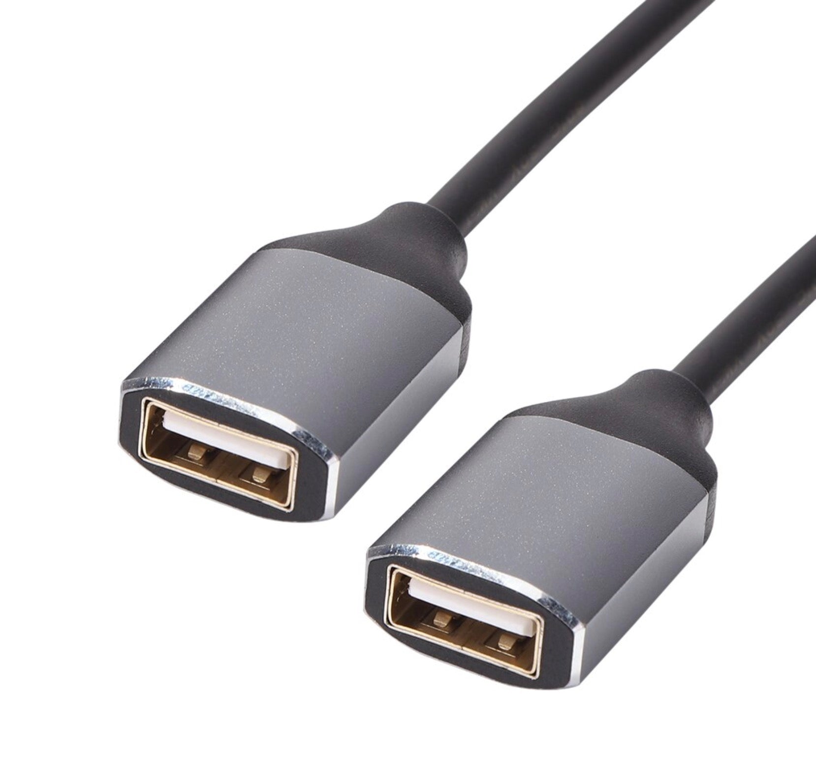 USB 2.0 Male to Dual Female Charging Data Y Splitter Cable 0.3m