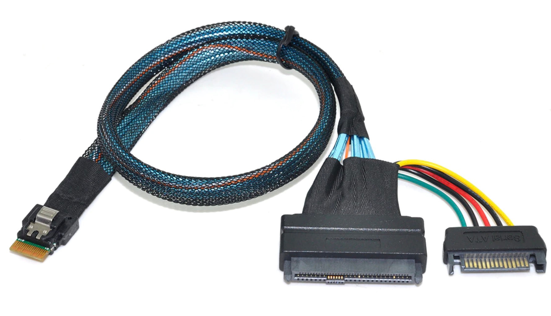 SFF-8654 4i Slim SAS 4.0 to SFF-8639 SSD Cable NVME U.2 with 15 Pin SATA Power Cable 0.5m