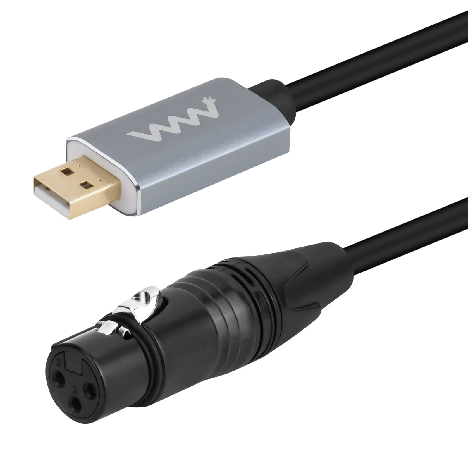 XLR female to USB-A microphone recording cable 3m