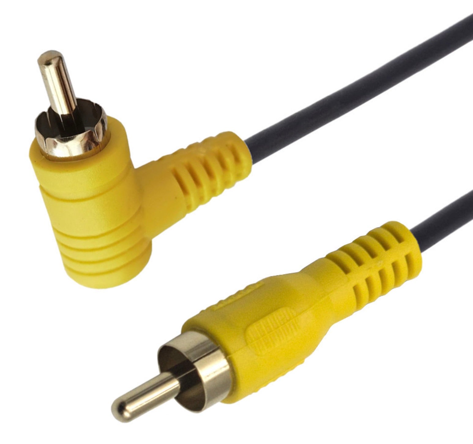 Yellow RCA phono video cable angled connector
