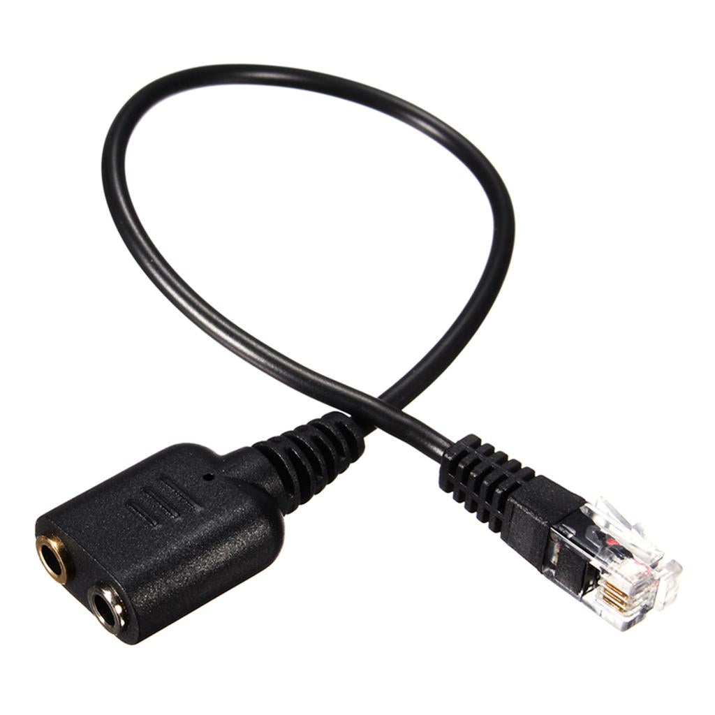 RJ9 Male to 2 x 3.5mm Female Jack Headset Phone Mic Audio Splitter Adapter Cable