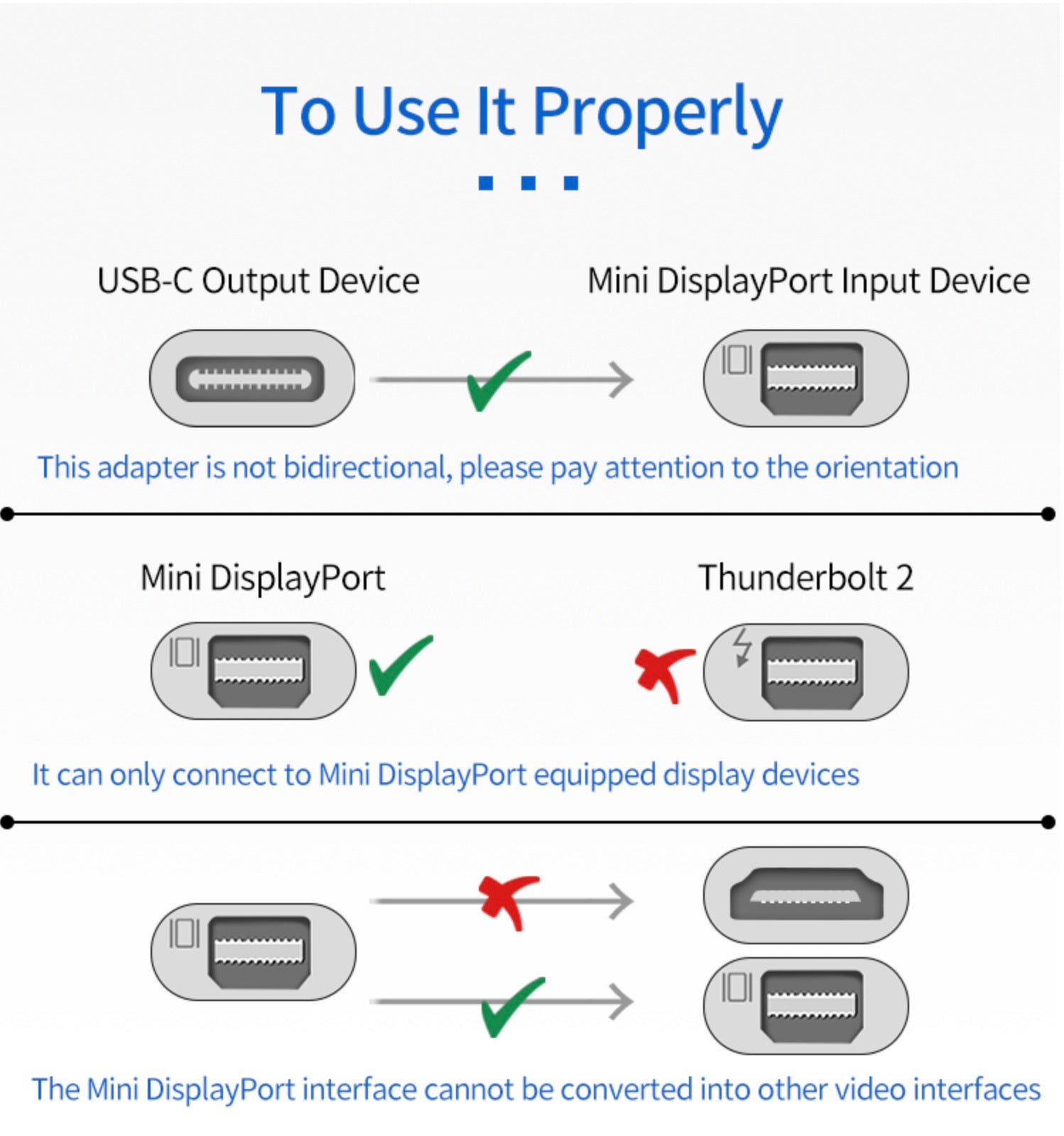 USB-C to Mini DisplayPort Female Converter 4K 60Hz 0.2m