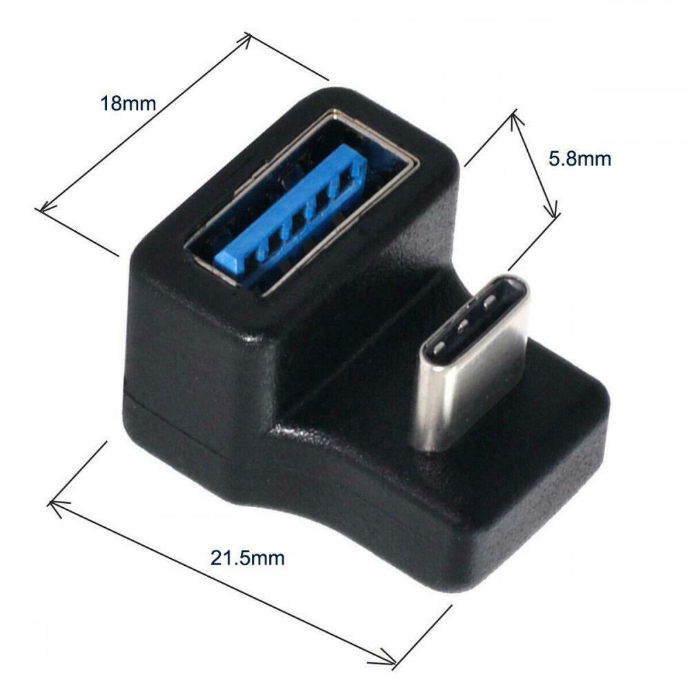 USB-C to USB-A 3.0 Female Angled Data OTG Extension Adapter