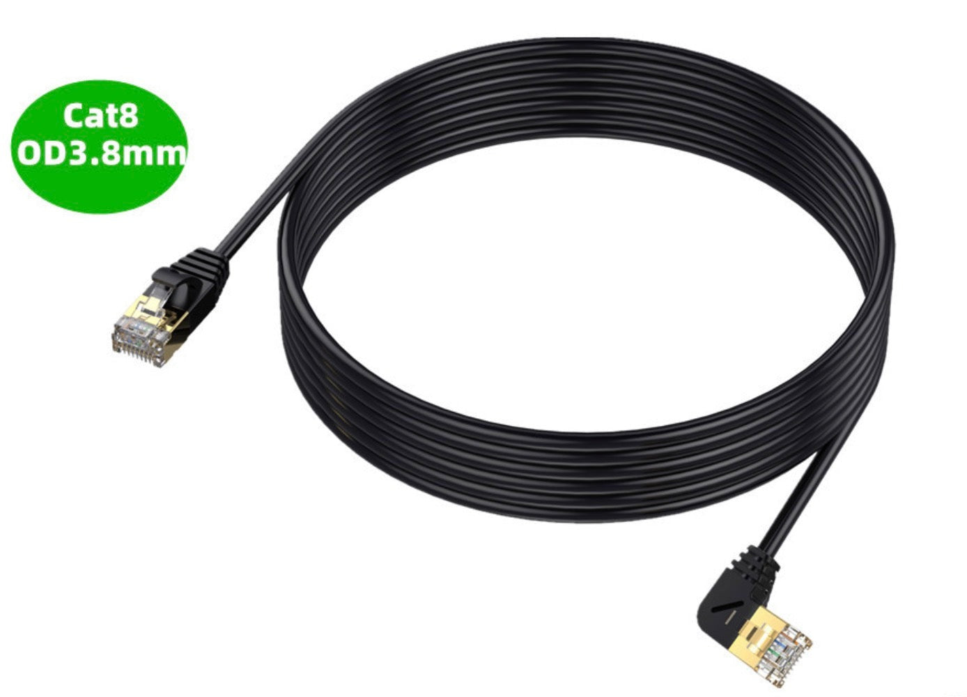 Flexible flat CAT8 RJ45 Ethernet cable for discreet cable routing