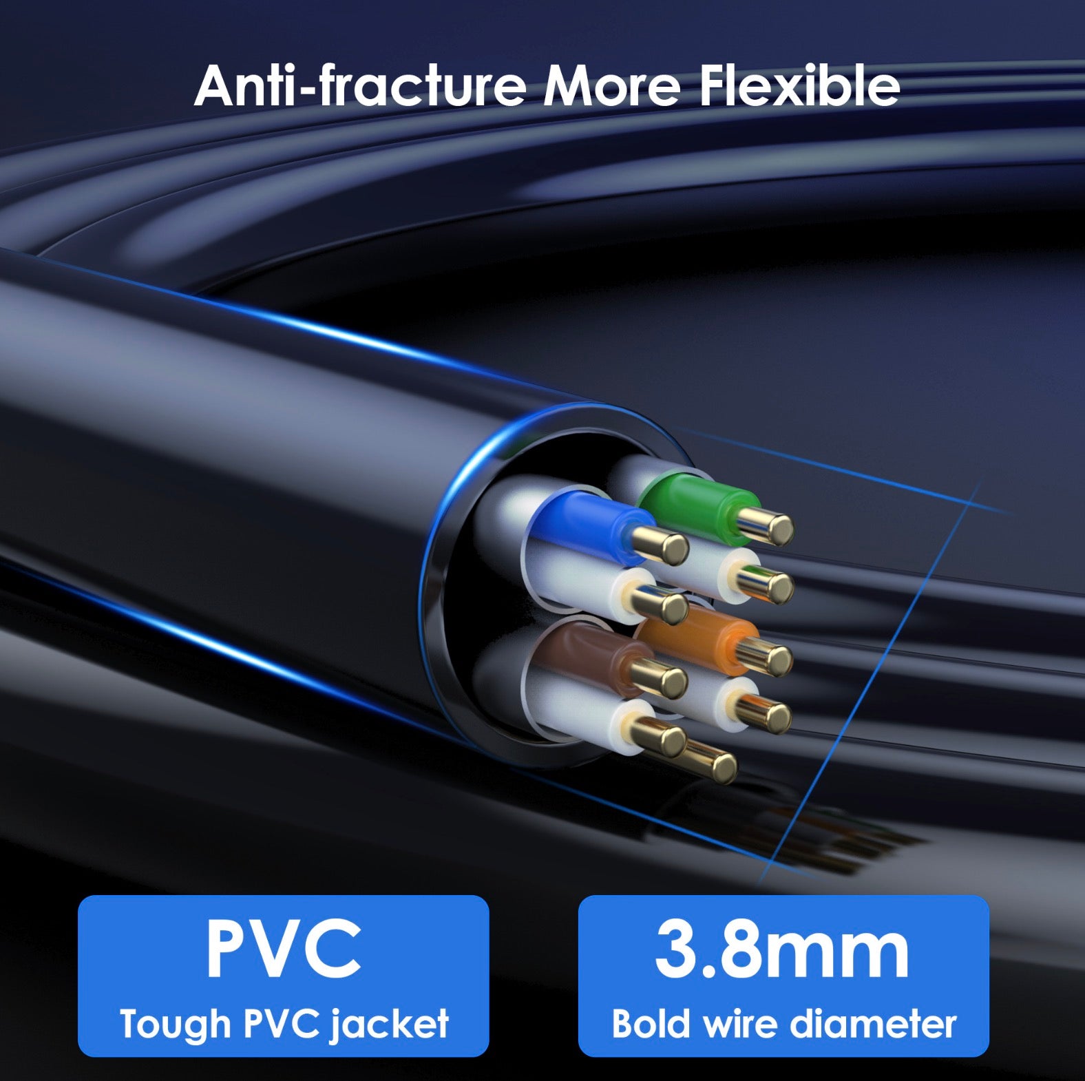 CAT8 SFTP Ethernet cable showing shielded oxygen-free copper construction