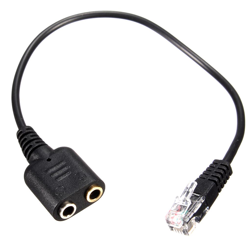 RJ9 Male to 2 x 3.5mm Female Jack Headset Phone Mic Audio Splitter Adapter Cable