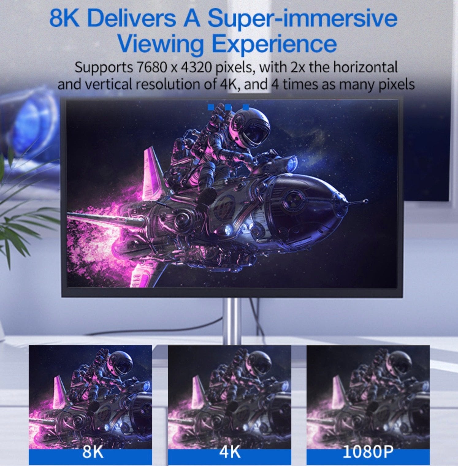 8K DisplayPort to HDMI cable delivering high bandwidth audio and video performance for gaming, streaming and professional displays