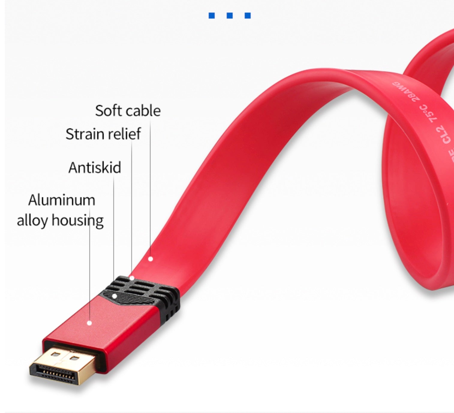 DisplayPort 1.2 Male to Male Flat Cable 4K 60Hz