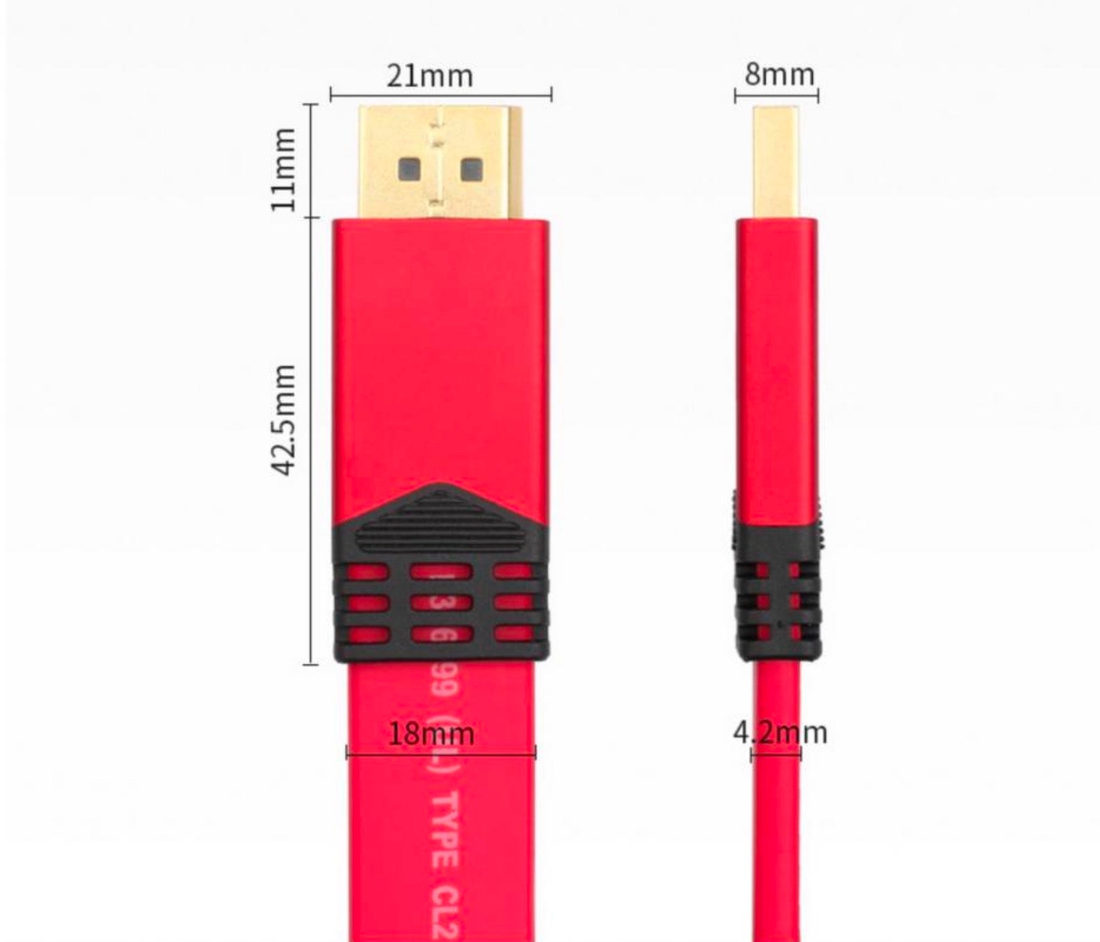 DisplayPort 1.2 Male to Male Flat Cable 4K 60Hz