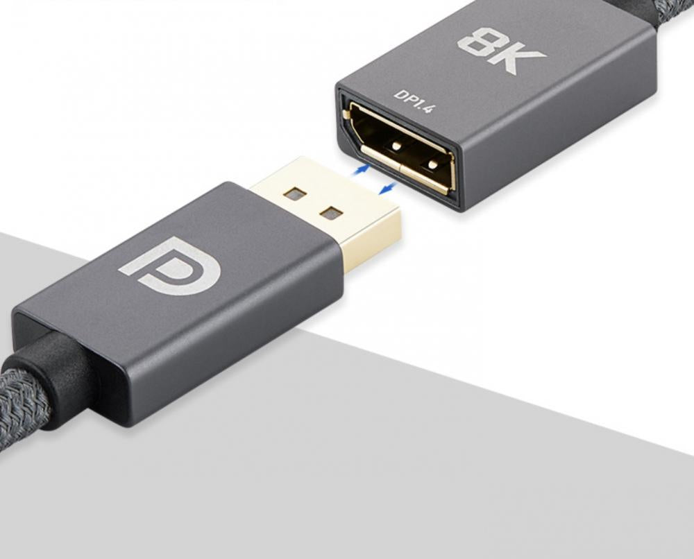 DisplayPort 1.4 Male to DisplayPort Female Braided 8K Extension Cable