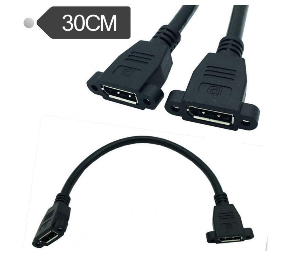 DisplayPort (1.2) Female to Female Dual Panel Mount Extension Cable 0.3m