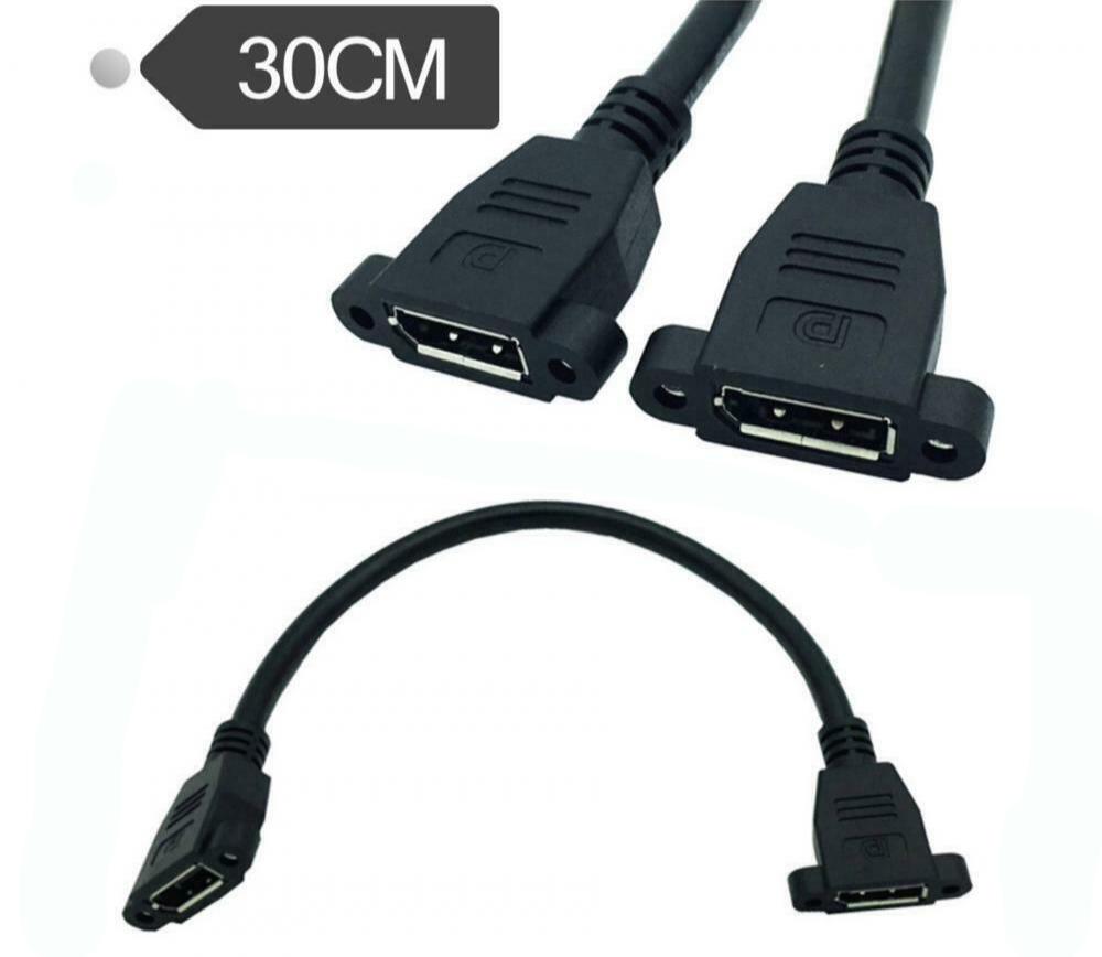 DisplayPort (1.2) Female to Female Dual Panel Mount Extension Cable 0.3m