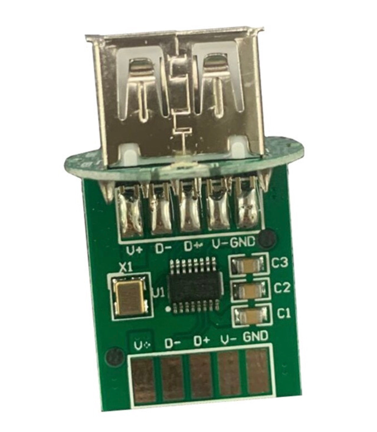 Rear view of the dual USB panel mount extension cable showing the 1 metre USB cable