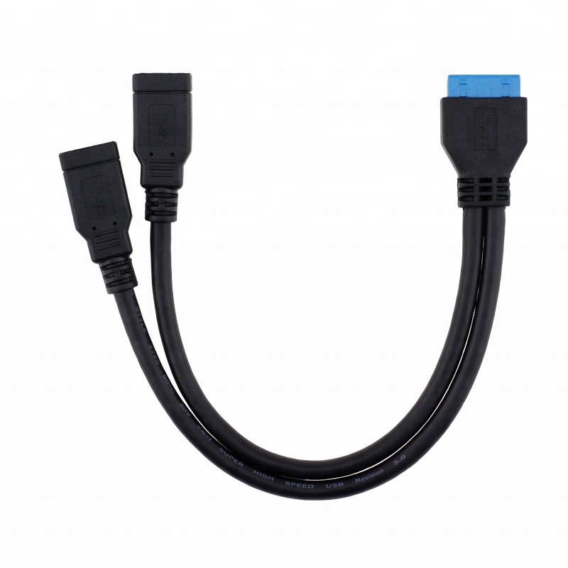 Front panel dual USB 3.0 Type A female to 20 pin motherboard header cable