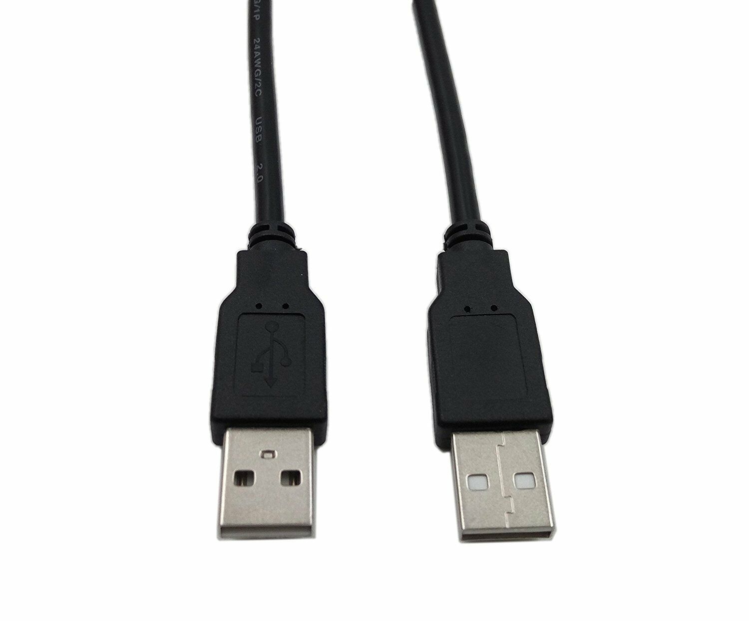 Dual USB 2.0 Type A Male to Female Extension Panel Mount Cable