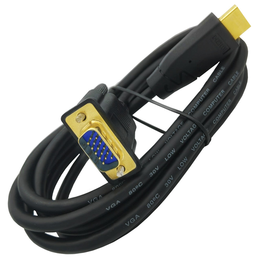 Folded HDMI to VGA converter cable ready for storage or transport