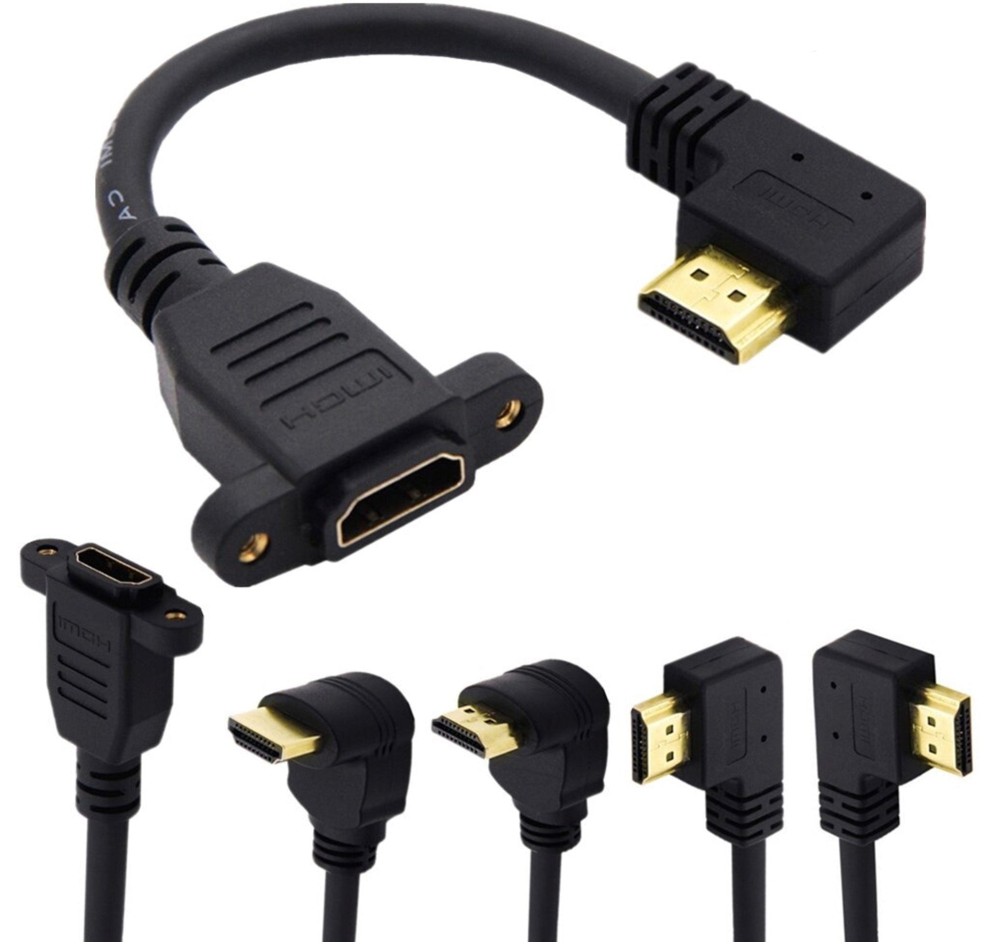 HDMI 2.0 Male to Female Panel Mount Extension Cable 4K 60Hz 0.15m