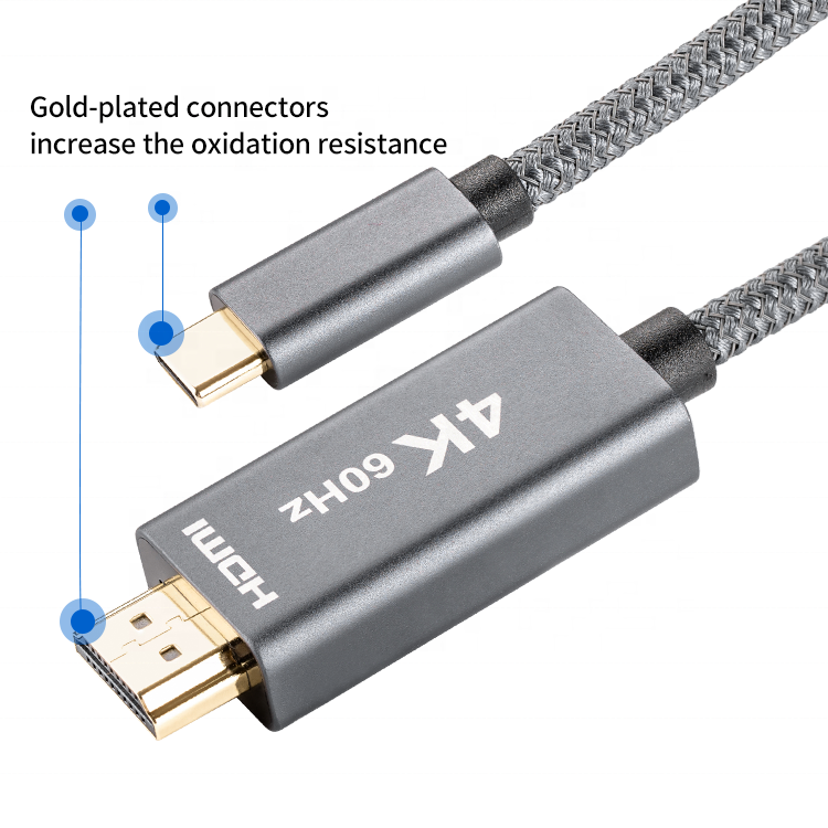 USB-C to HDMI 4K@60Hz Cable (Supports UHD, 3D, HDR, Audio/Video Sync) 2m