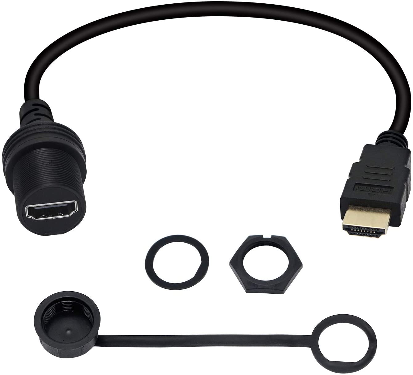 HDMI 2.0 4K x 2K 60Hz Male to Female Car Dash Flush Mount Extension Cable 0.3m