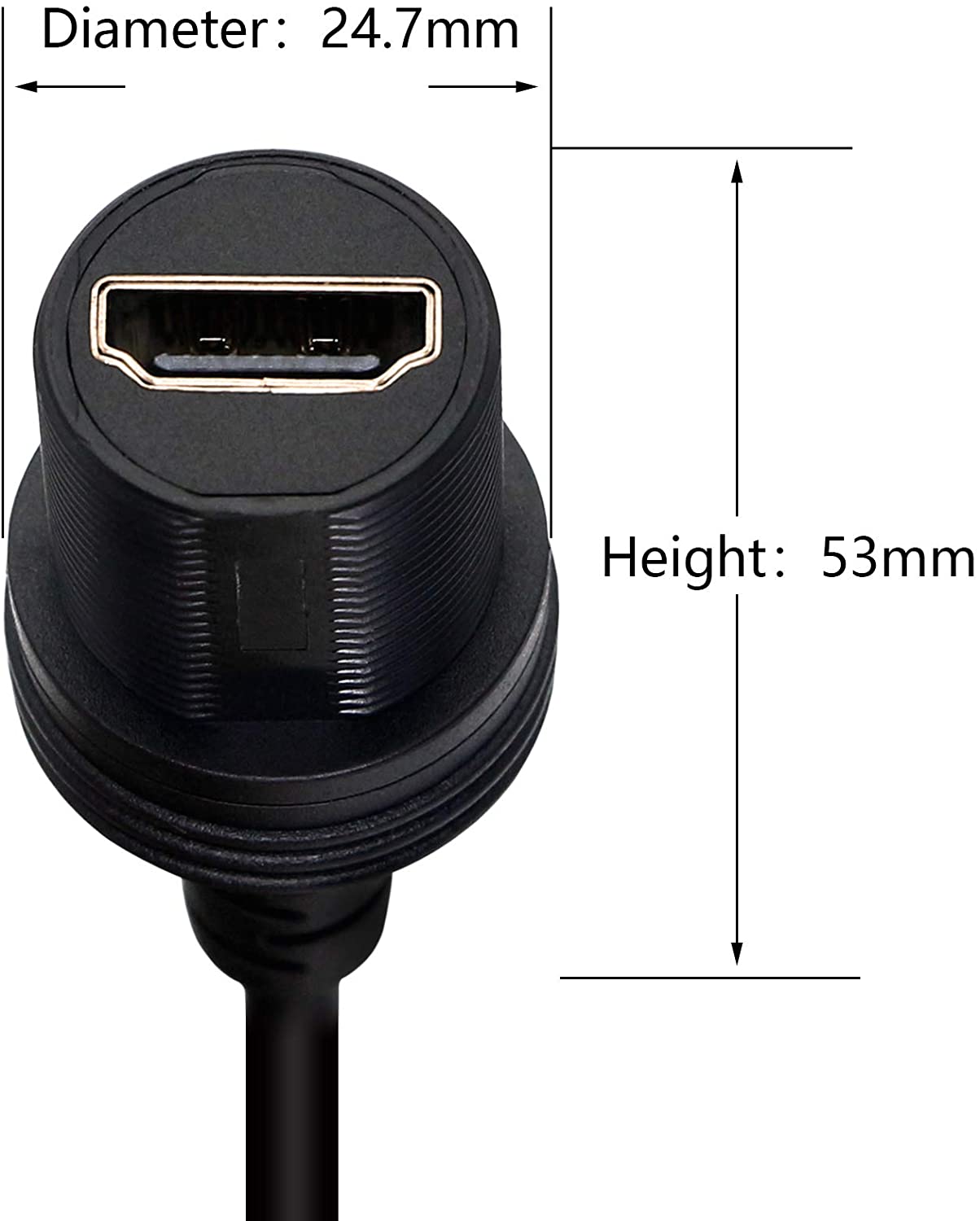 HDMI 2.0 4K x 2K 60Hz Male to Female Car Dash Flush Mount Extension Cable 0.3m