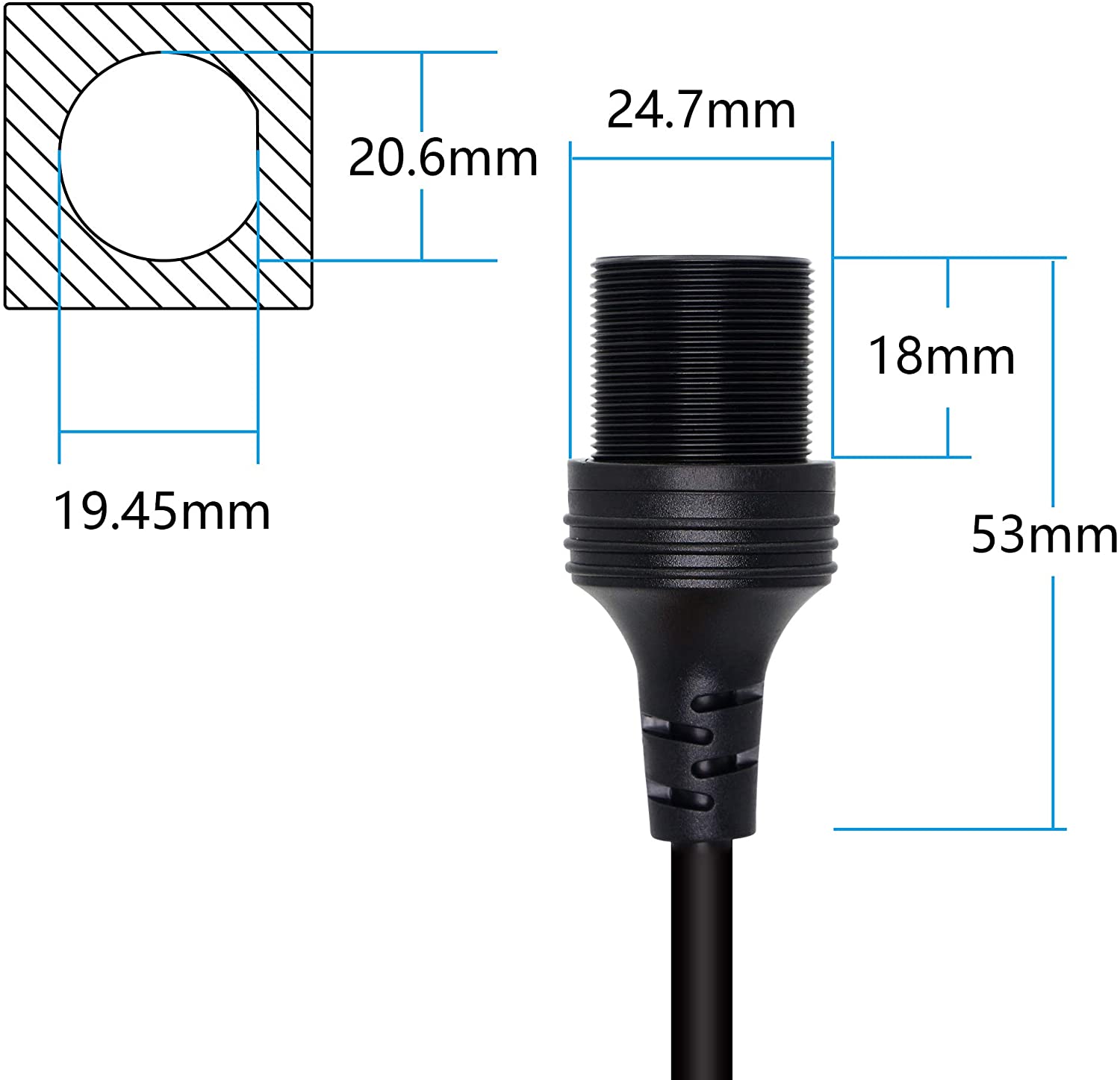HDMI 2.0 4K x 2K 60Hz Male to Female Car Dash Flush Mount Extension Cable 0.3m