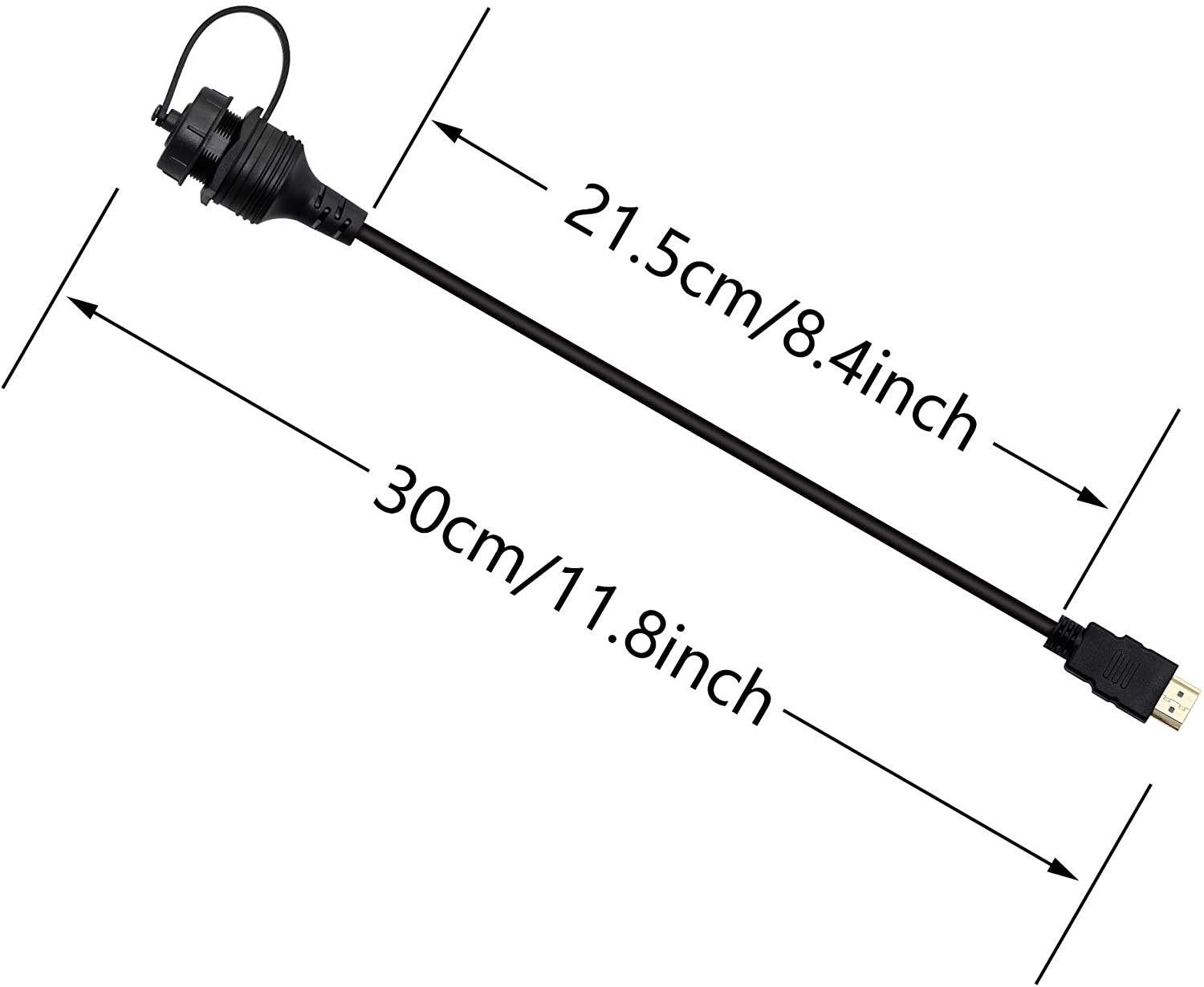 HDMI 2.0 4K x 2K 60Hz Male to Female Car Dash Flush Mount Extension Cable 0.3m