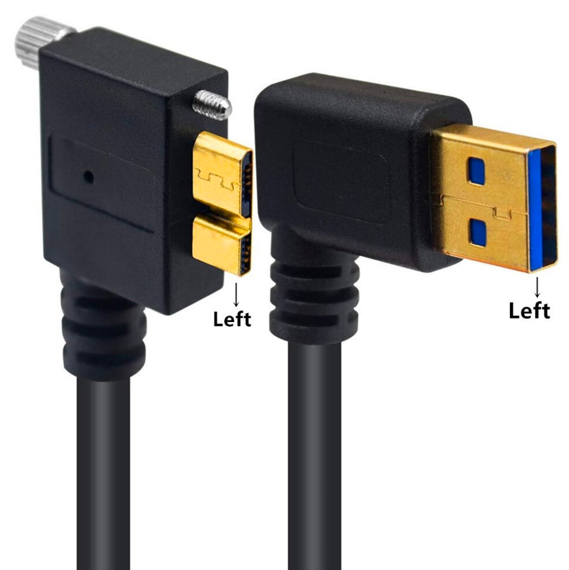 USB-A 3.0  Male to Micro B Male with Locking Screw Charging & Data Cable 0.25m