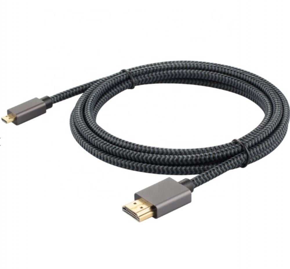Micro HDMI Male to Standard HDMI 4K Ultra HD Braided Cable 3m
