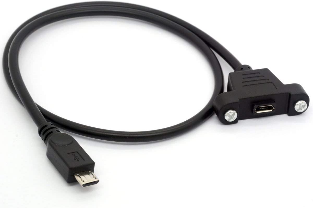 USB Micro B Male to Female Panel Mount Extension Cable