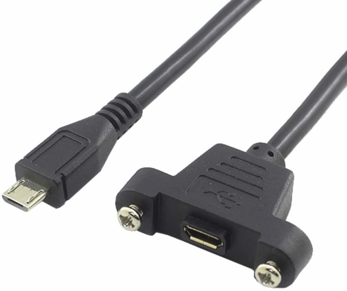 USB Micro B Male to Female Panel Mount Extension Cable